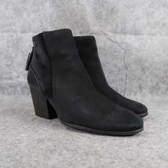 Paul Green Shoes Womens 7.5 Bootie Jada Tassel Black Leather Water Resistant Zip - Picture 1 of 16